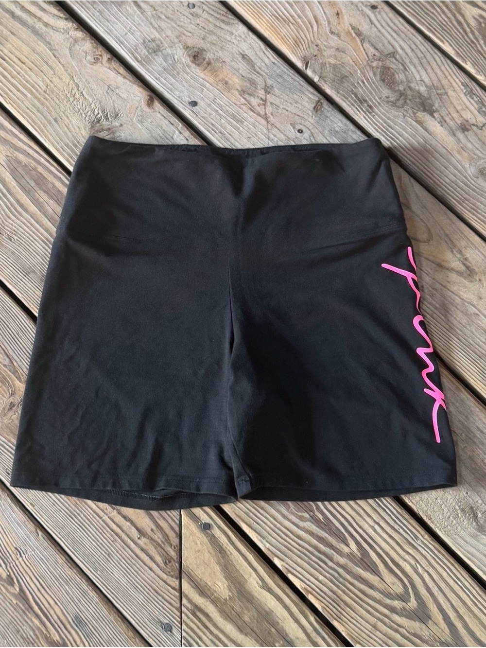 PINK Victoria’s Secret Black Bike Shorts Pink Logo Size L